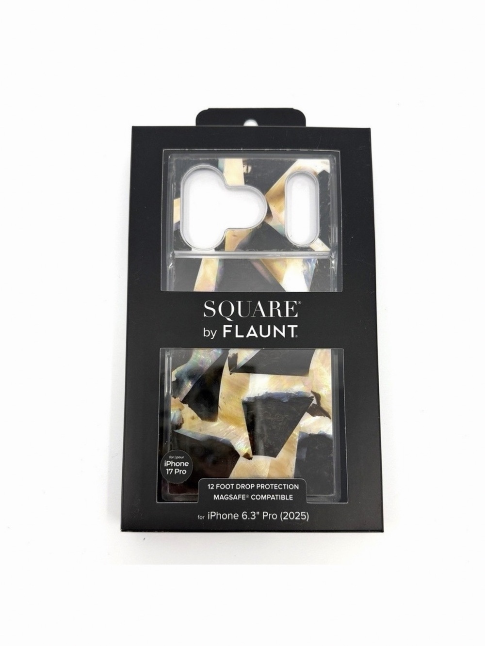 SQUARE by FLAUNT Brown Abalone Gold & Black Marble iPhone 7 Pro Case
